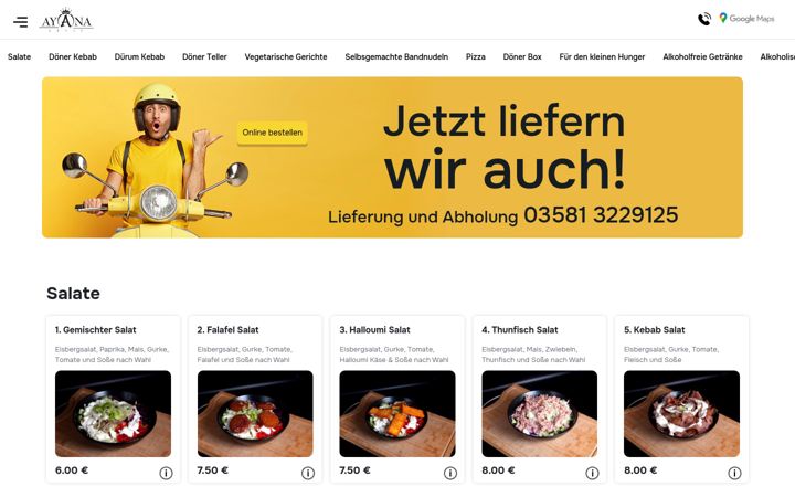 Screenshot of ayanakebab.de