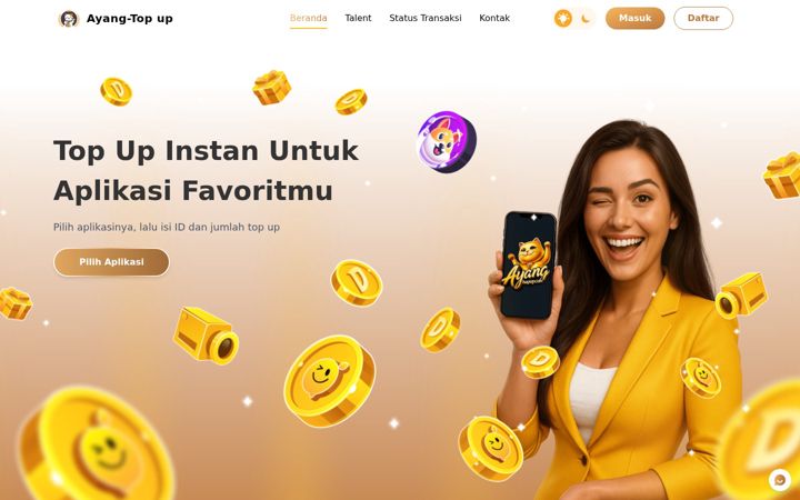 Captură de ecran a ayangtopup.com