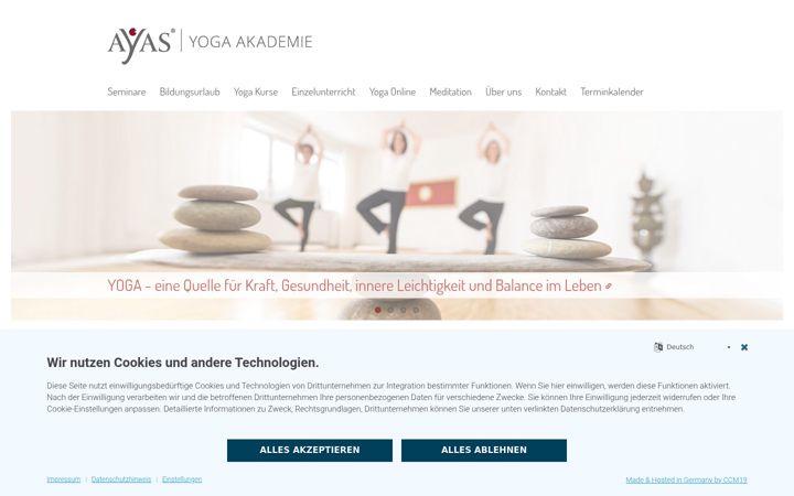 Screenshot of ayas-yogalehrer-netzwerk.de