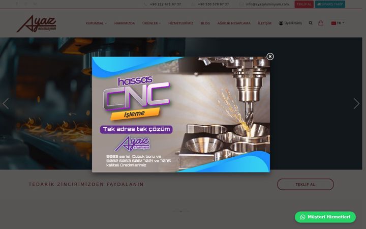 Screenshot of ayazaluminyum.com