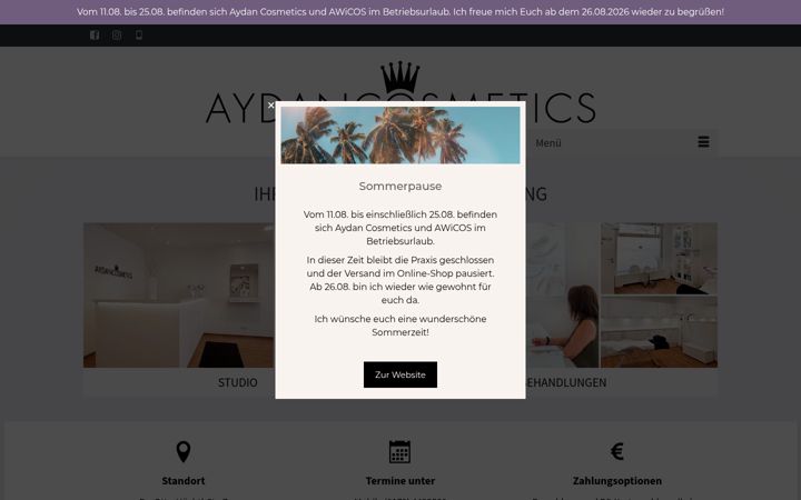 Screenshot of aydan-cosmetics.de