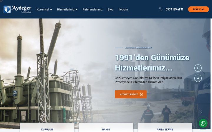 Screenshot of aydegermuhendislik.com