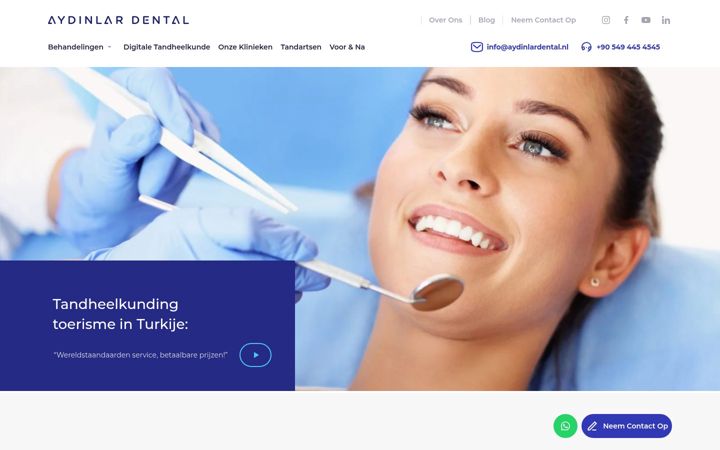 Screenshot of aydinlardental.nl