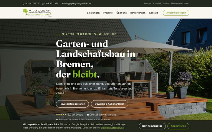 Screenshot of aydogan-galabau.de