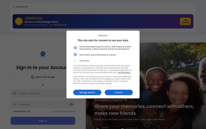 Screenshot of ayema.ng