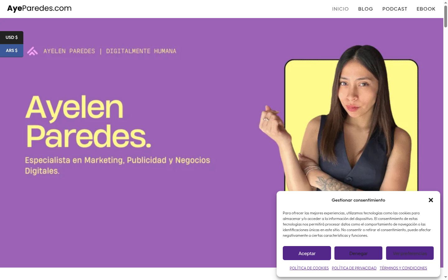 Screenshot of the consent banner shown before any interaction