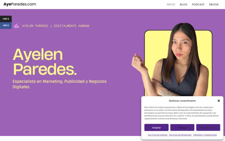 Screenshot of ayeparedes.com