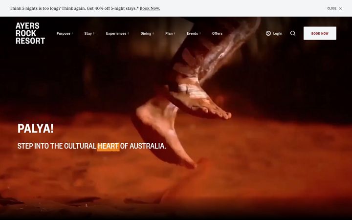 Captura de pantalla de ayersrockresort.com.au