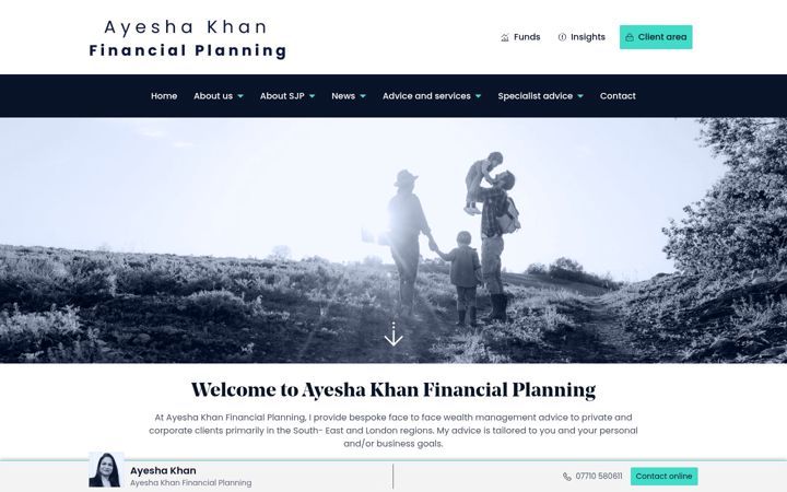 Screenshot of ayeshakhanfinancialplanning.co.uk