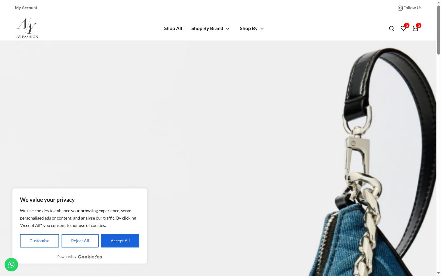 Screenshot del banner di consenso mostrato prima di qualsiasi interazione