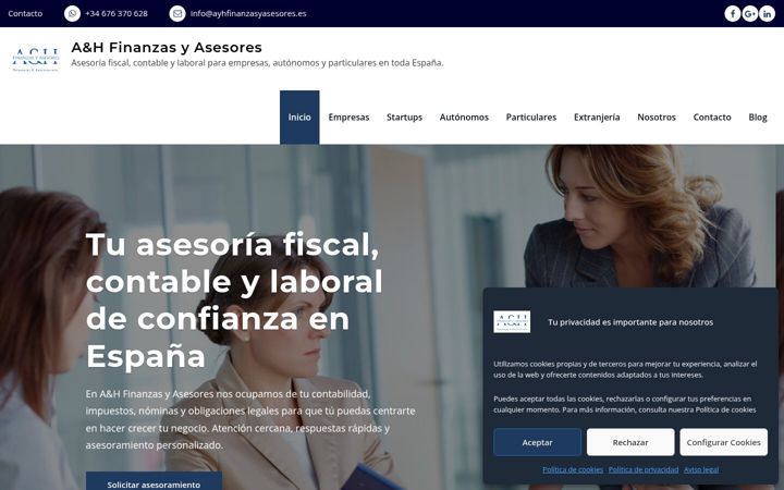 Captura de ecrã de ayhfinanzasyasesores.es