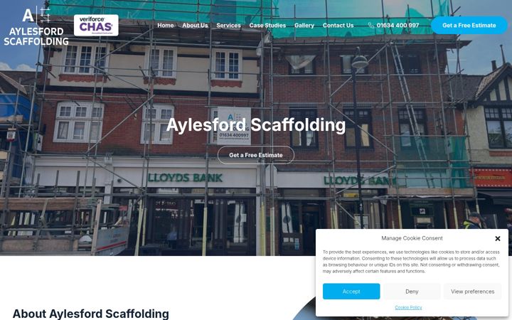 Screenshot of aylesfordscaffolding.co.uk