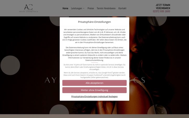 Screenshot of aylincosmetics.de
