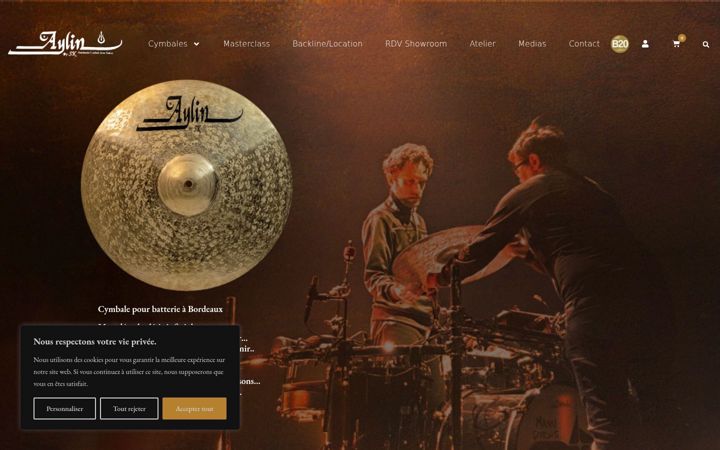 Screenshot of aylincymbals.com