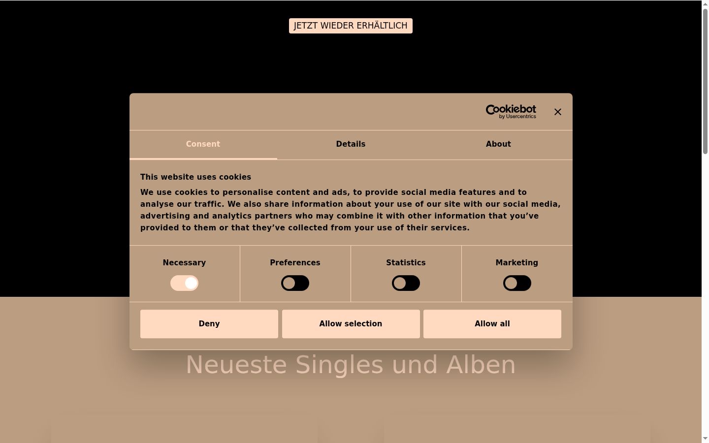 Screenshot tal-banner tal-kunsens muri qabel kwalunkwe interazzjoni