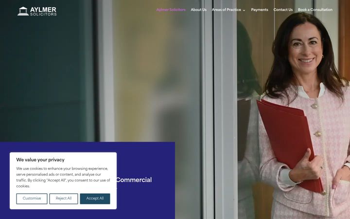 Screenshot of aylmersolicitors.com