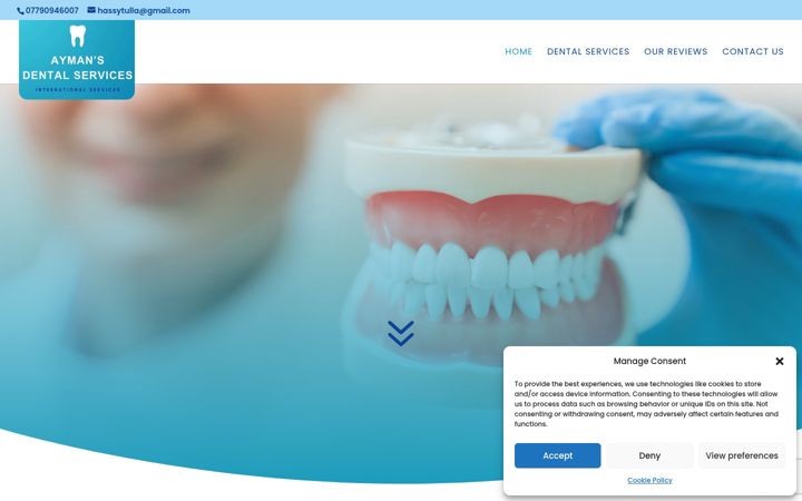 Screenshot of aymansdentalservices.co.uk