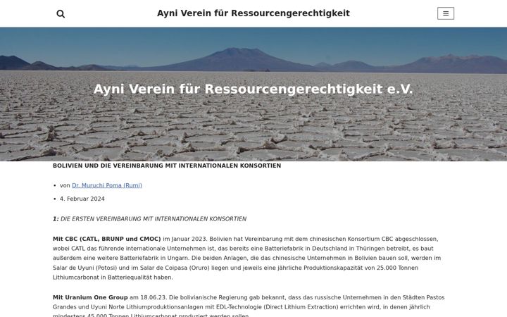Screenshot of ayni-ev.de