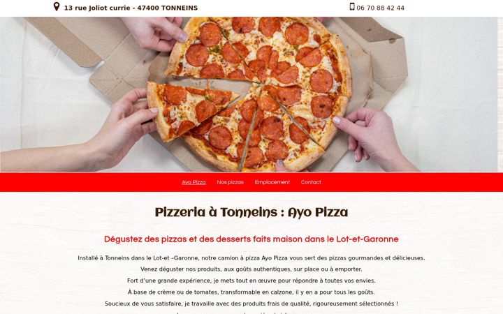 Snímek obrazovky ayo-pizza.fr