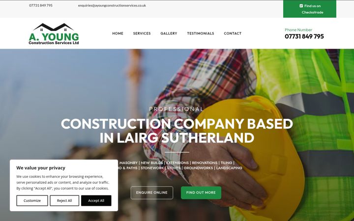 Ekrano kopija ayoungconstructionservices.co.uk