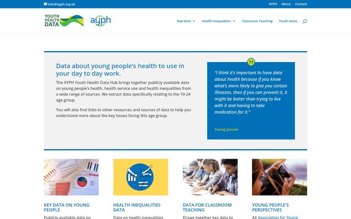 Ekrano kopija ayph-youthhealthdata.org.uk