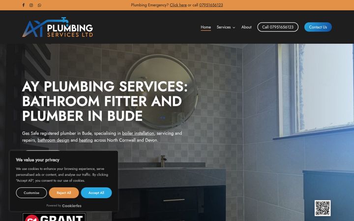 Screenshot of ayplumbing.co.uk