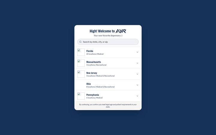 Screenshot of ayrdispensaries.com