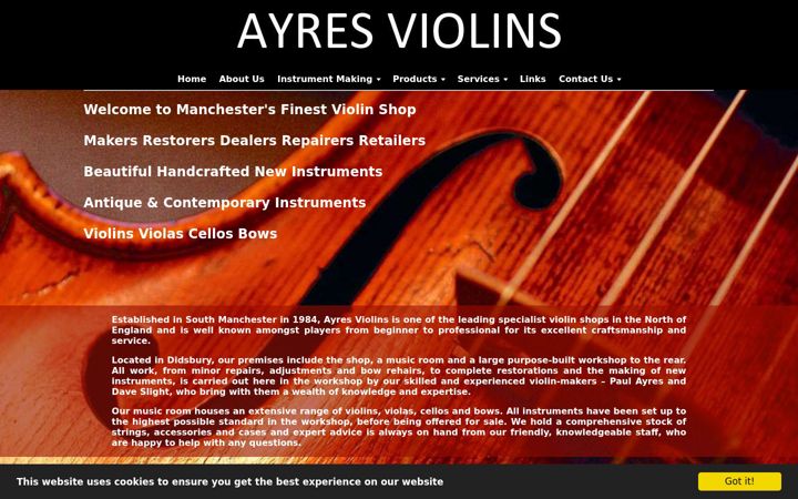 Screenshot of ayresviolins.co.uk