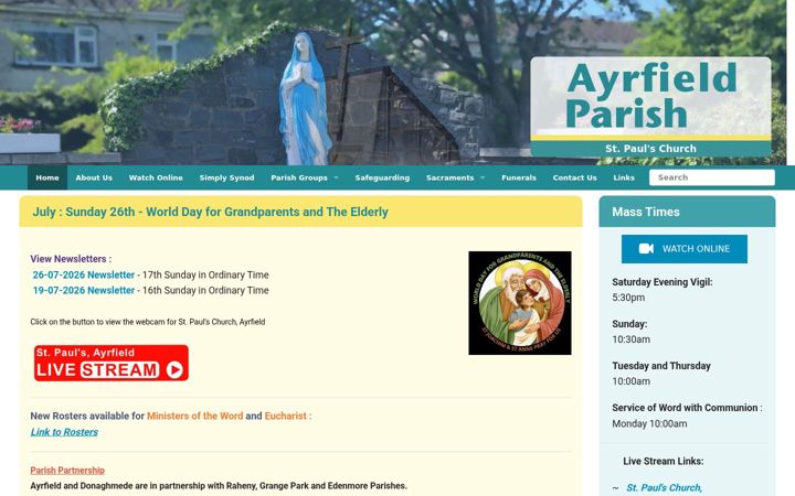 Screenshot of ayrfieldparish.ie