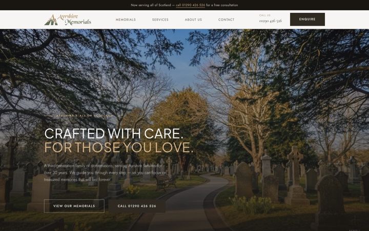 Screenshot του ayrshirememorials.co.uk