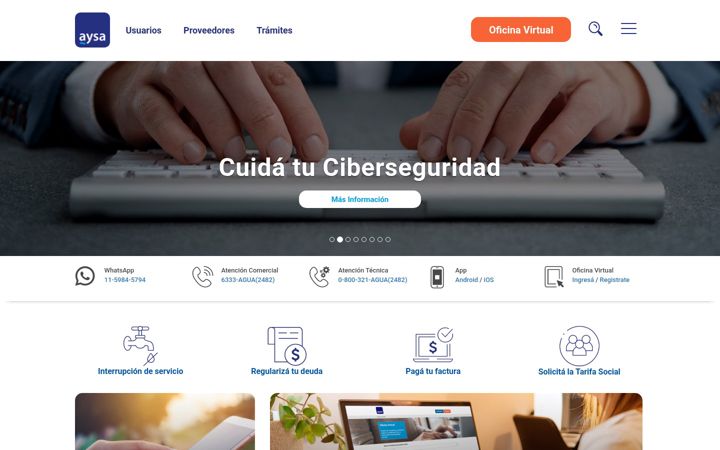 Screenshot of aysa.com.ar