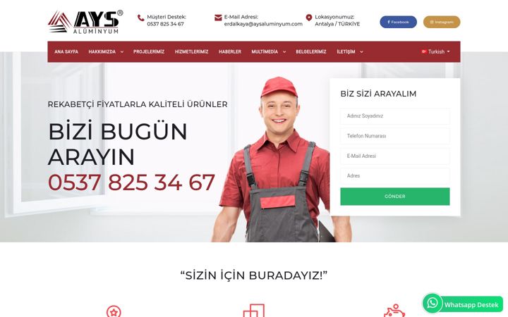 Screenshot of aysaluminyum.com