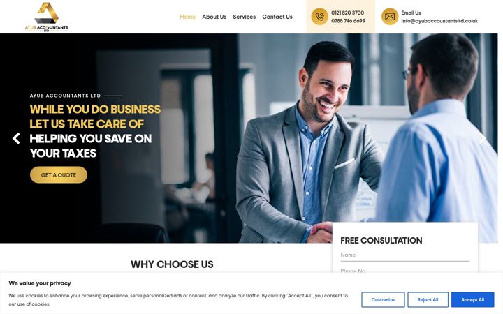 Screenshot of ayubaccountantsltd.co.uk