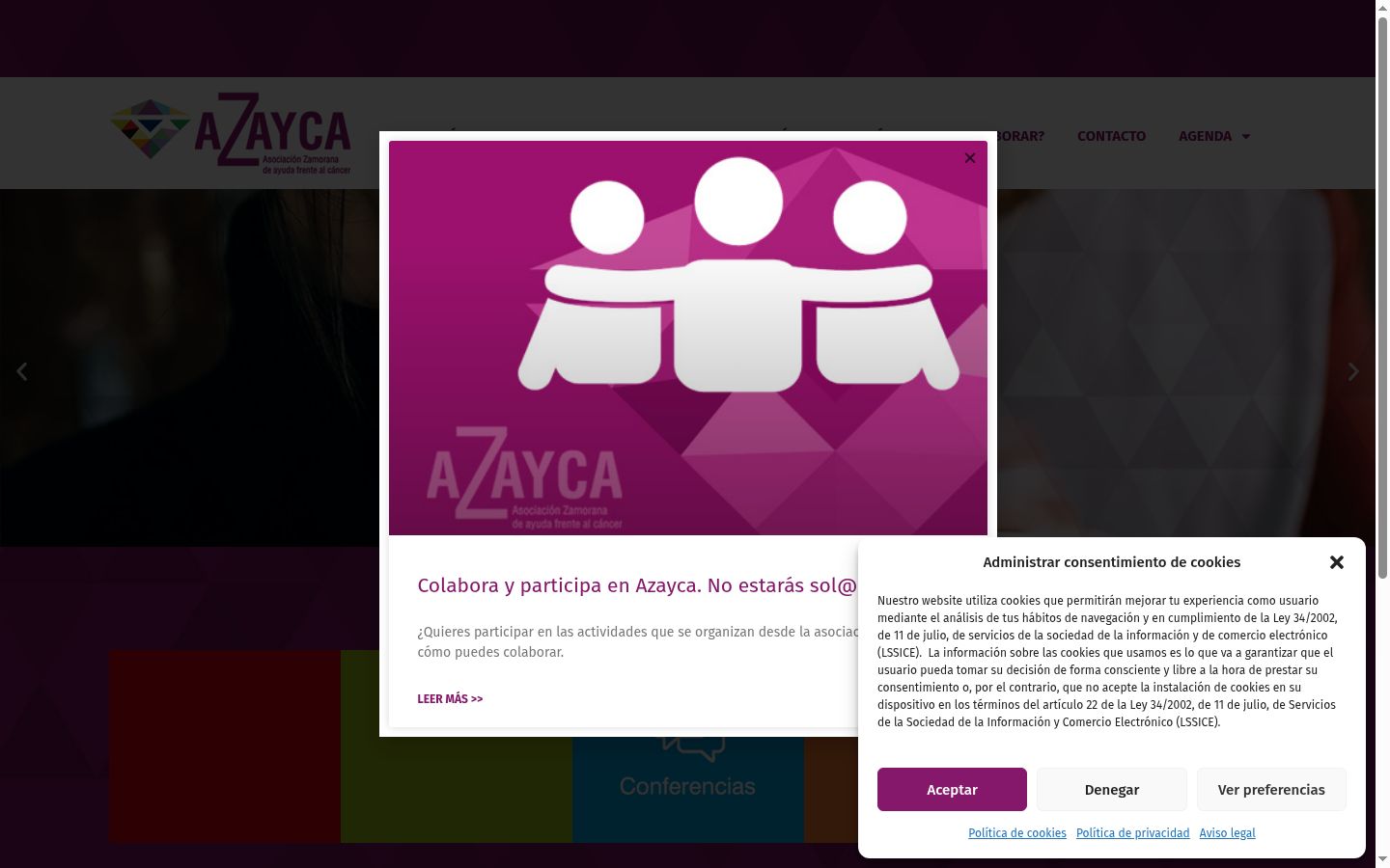 Képernyőkép a bármilyen interakció előtt megjelenő hozzájárulási bannerről