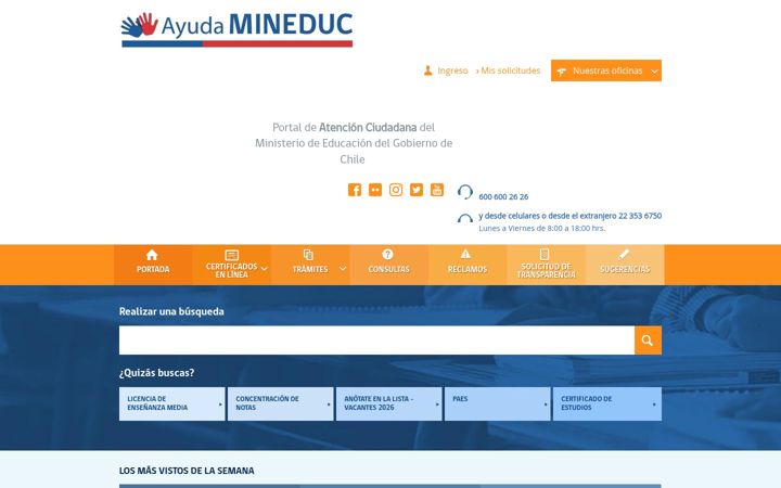Screenshot of ayudamineduc.cl