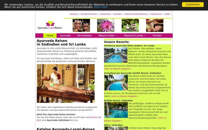 Screenshot of ayurveda-laxmi-reisen.com