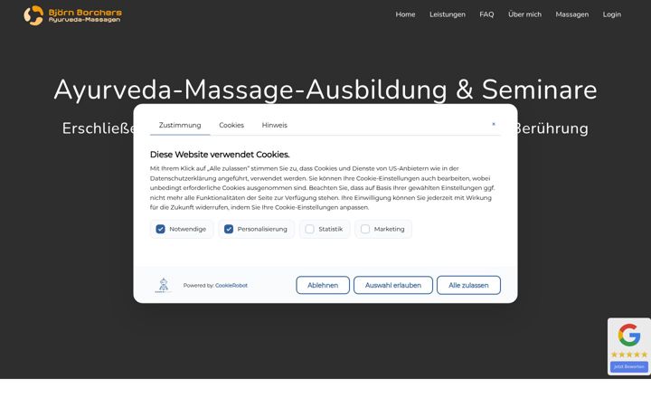 Screenshot of ayurveda-massage-ausbildung.de