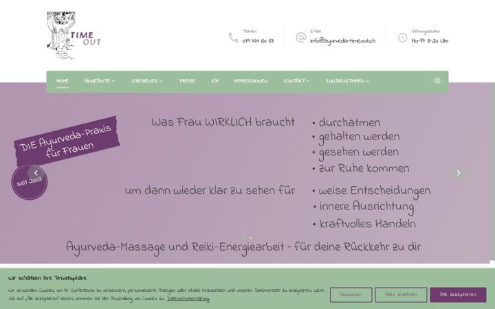 Skærmbillede af ayurveda-timeout.ch