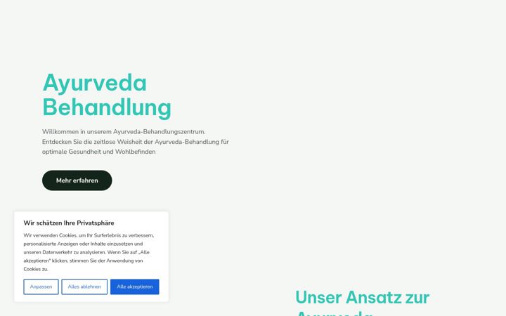 Screenshot of ayurvedabehandlung.de