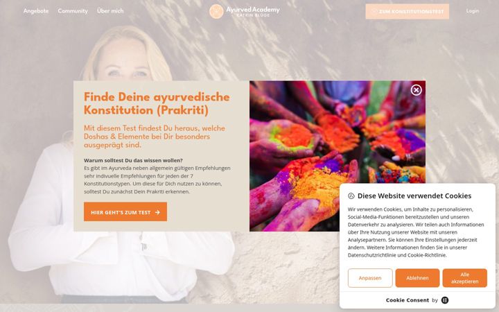 Screenshot of ayurvedacademy.com