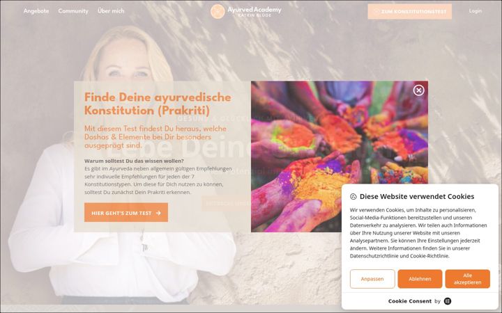 Screenshot of ayurvedacademy.de