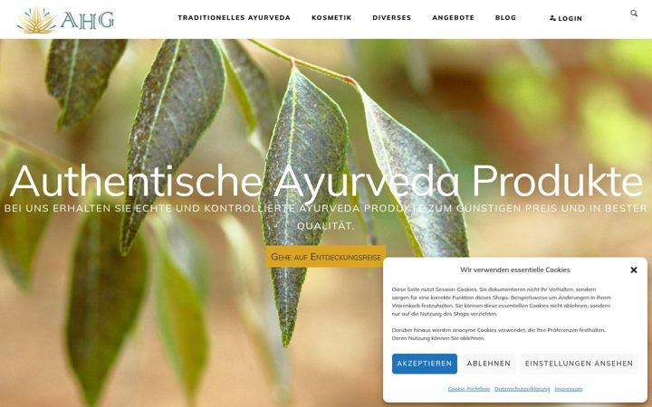Snímek obrazovky ayurvedahandel.eu