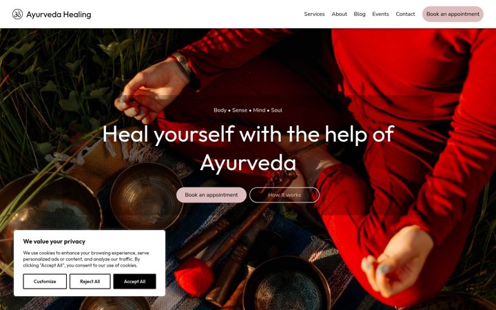 Screenshot of ayurvedahealing.nl