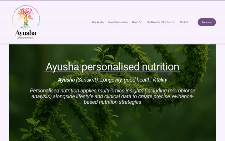 Screenshot of ayusha.co.uk