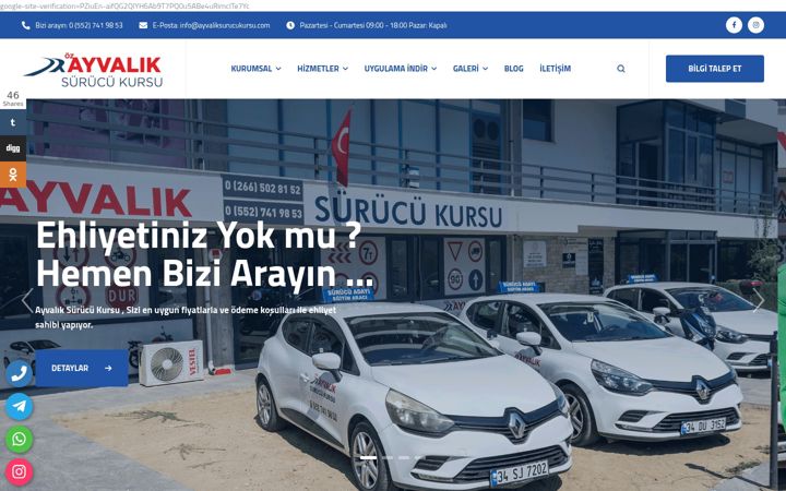 Screenshot of ayvaliksurucukursu.com.tr