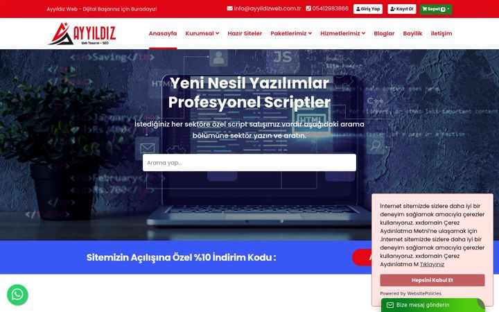 Screenshot of ayyildizweb.com.tr
