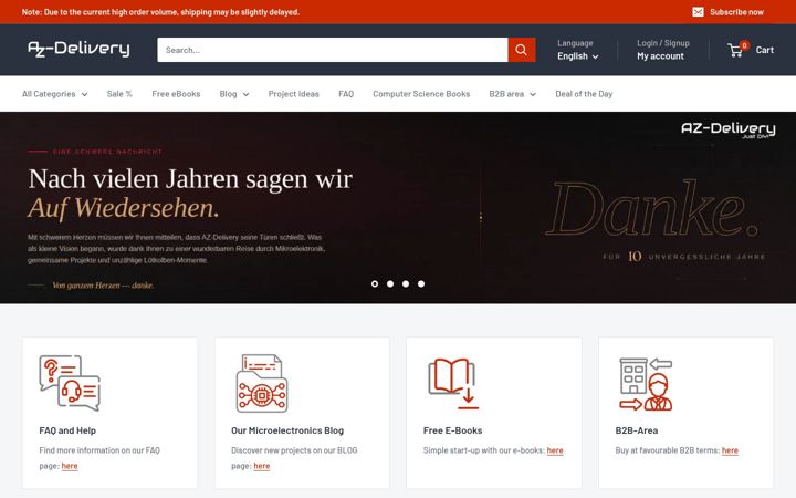Screenshot του az-delivery.uk