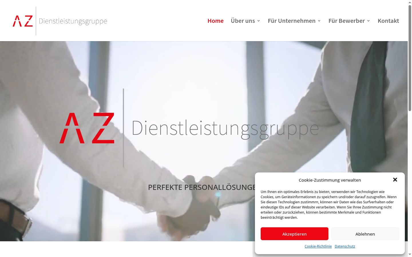 Screenshot des Einwilligungsbanners vor jeglicher Interaktion
