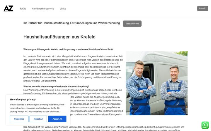 Screenshot of az-haushaltsaufloesung.de