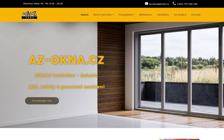 Screenshot stránky az-okna.cz